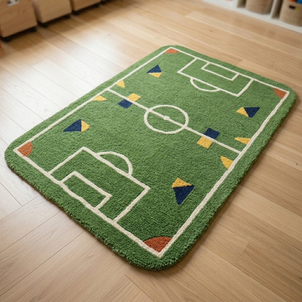 Mini Playfield — Kids' Sport Rug — Carved pile detail
