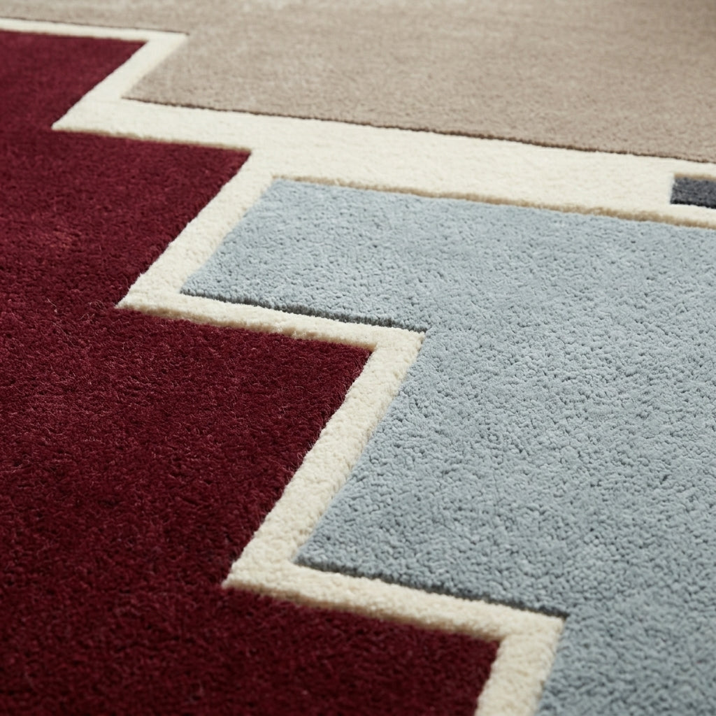 Burgundy Mist — Stepped Rug — Carved pile detail