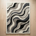 Monochrome Contour Waves Rug — Hero / room / overview