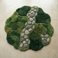 Stillwater — Moss & Pebble Structured Path Rug — Hero / room / overview