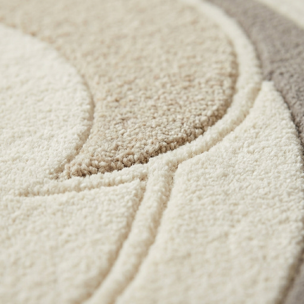 Monochrome Orbit — Round Rug — Macro / tufting close-up