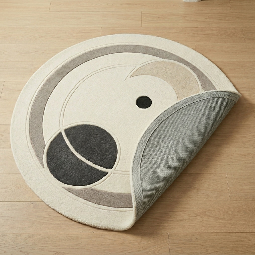 Monochrome Orbit — Round Rug — Backing detail
