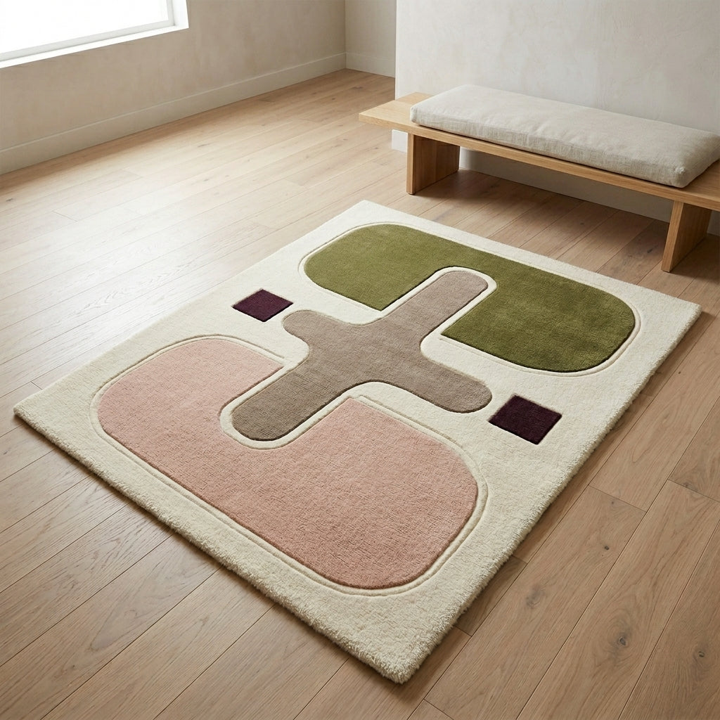 Olive & Blush Balance Rug — Hero / room / overview