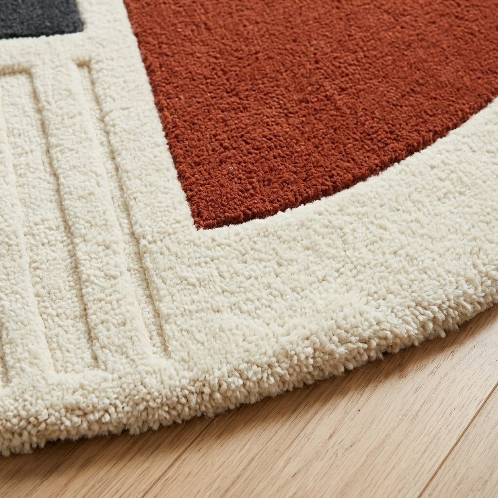 Round Bauhaus Blocks Rug — Edge binding detail