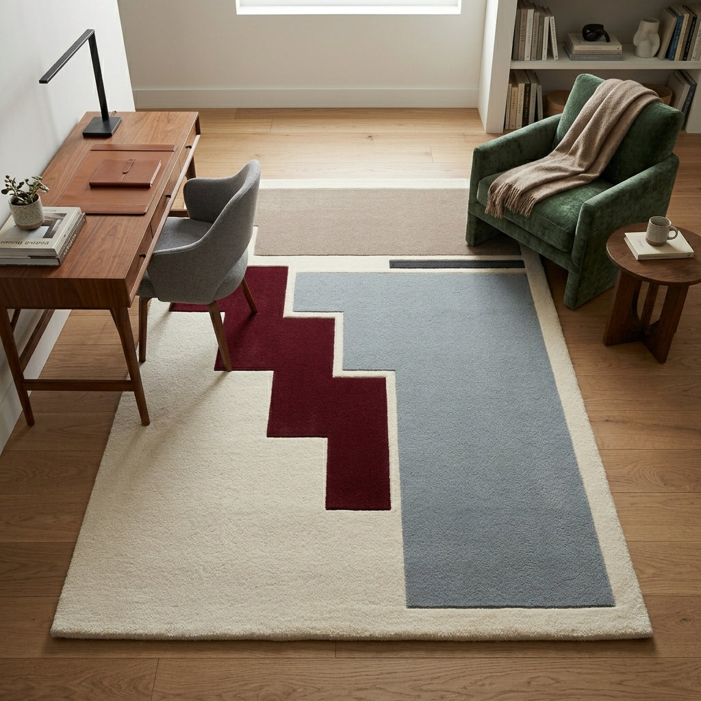 Burgundy Mist — Stepped Rug — Hero / room / overview