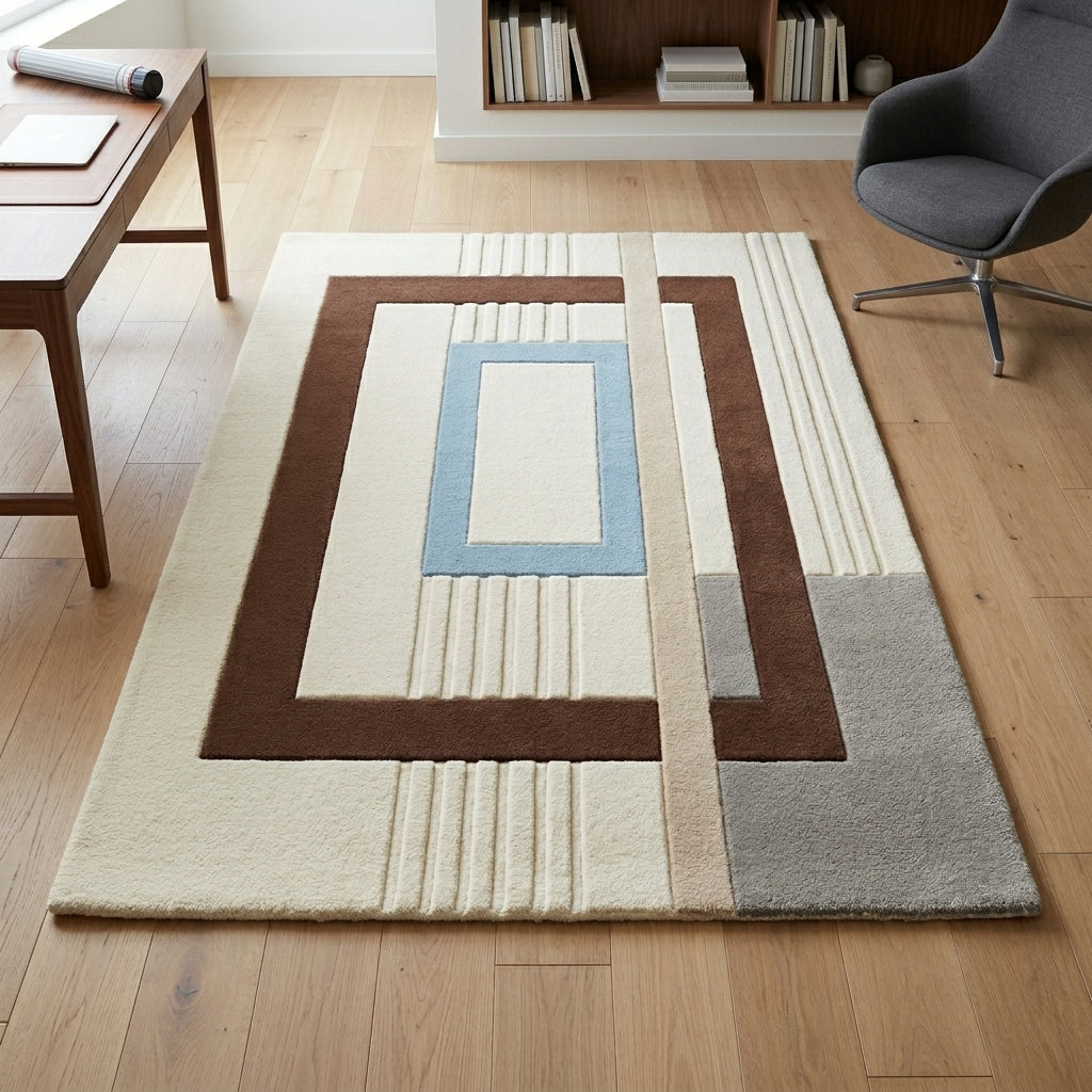 Cocoa & Sky Window Rug — Hero / room / overview