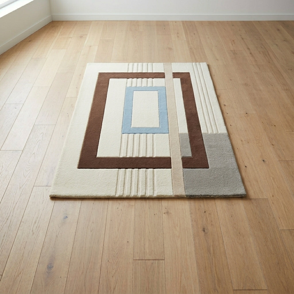 Cocoa & Sky Window Rug — Hero / room / overview