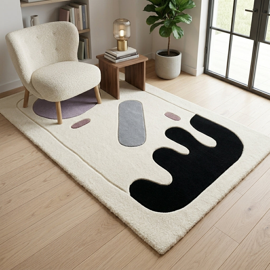 Ink & Lilac Cutout Rug — Hero / room / overview