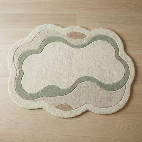 Cloudfield — Ivory & Sage Soft Rug — Hero / room / overview