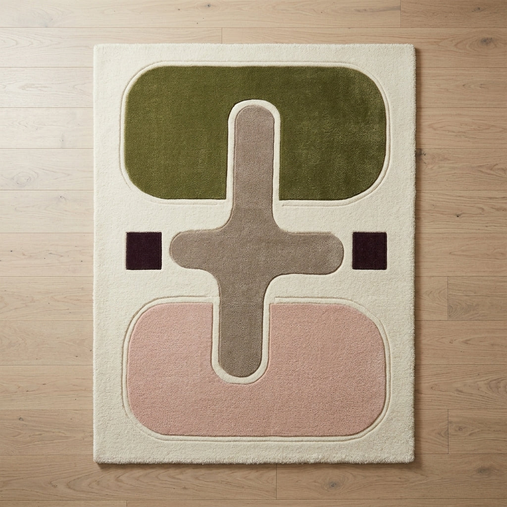 Olive & Blush Balance Rug — Hero / room / overview