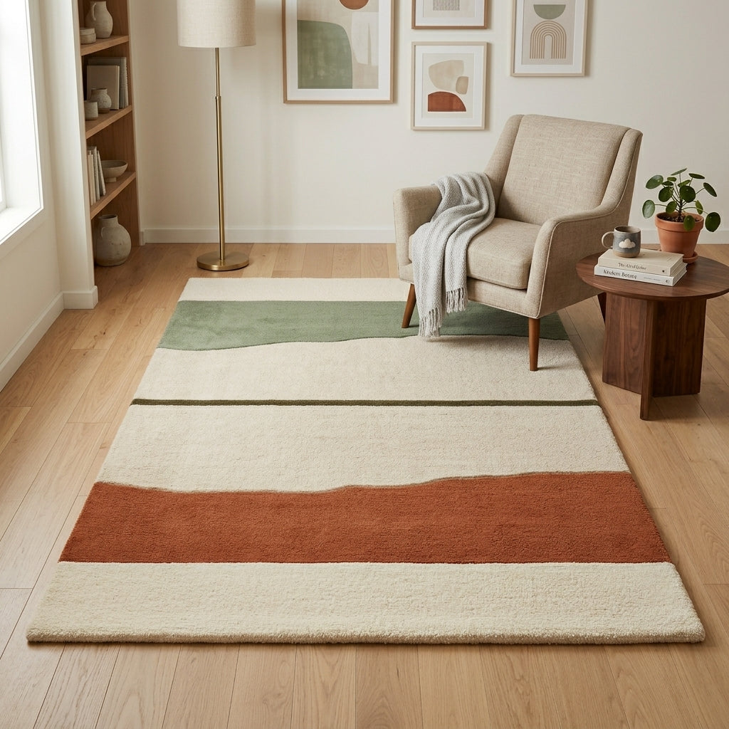 Sage & Rust Horizon Rug — Hero / room / overview
