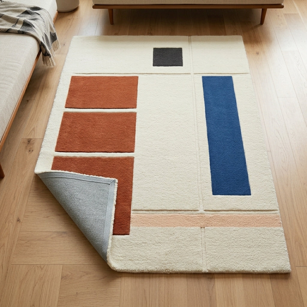 Clay & Cobalt Stack Rug — Backing detail