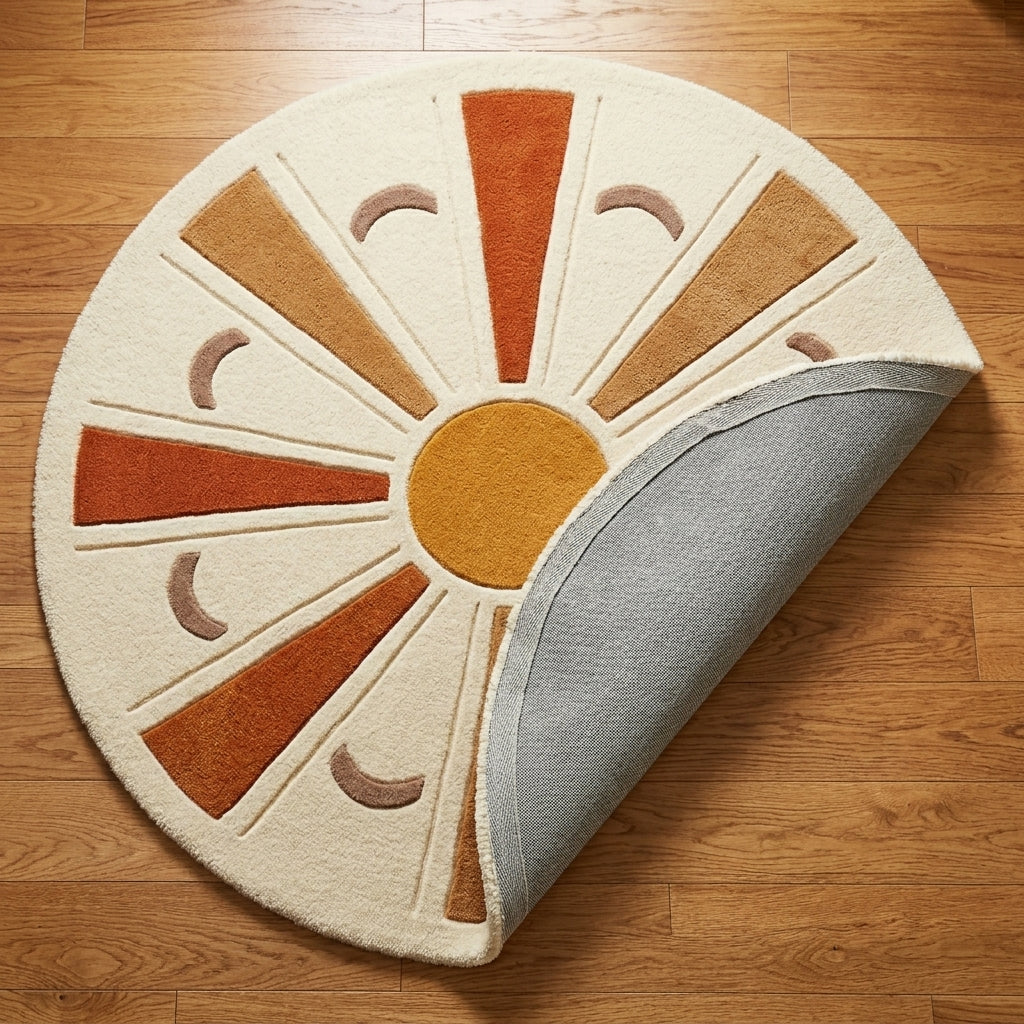 Ochre Sunburst — Round Rug — Backing detail