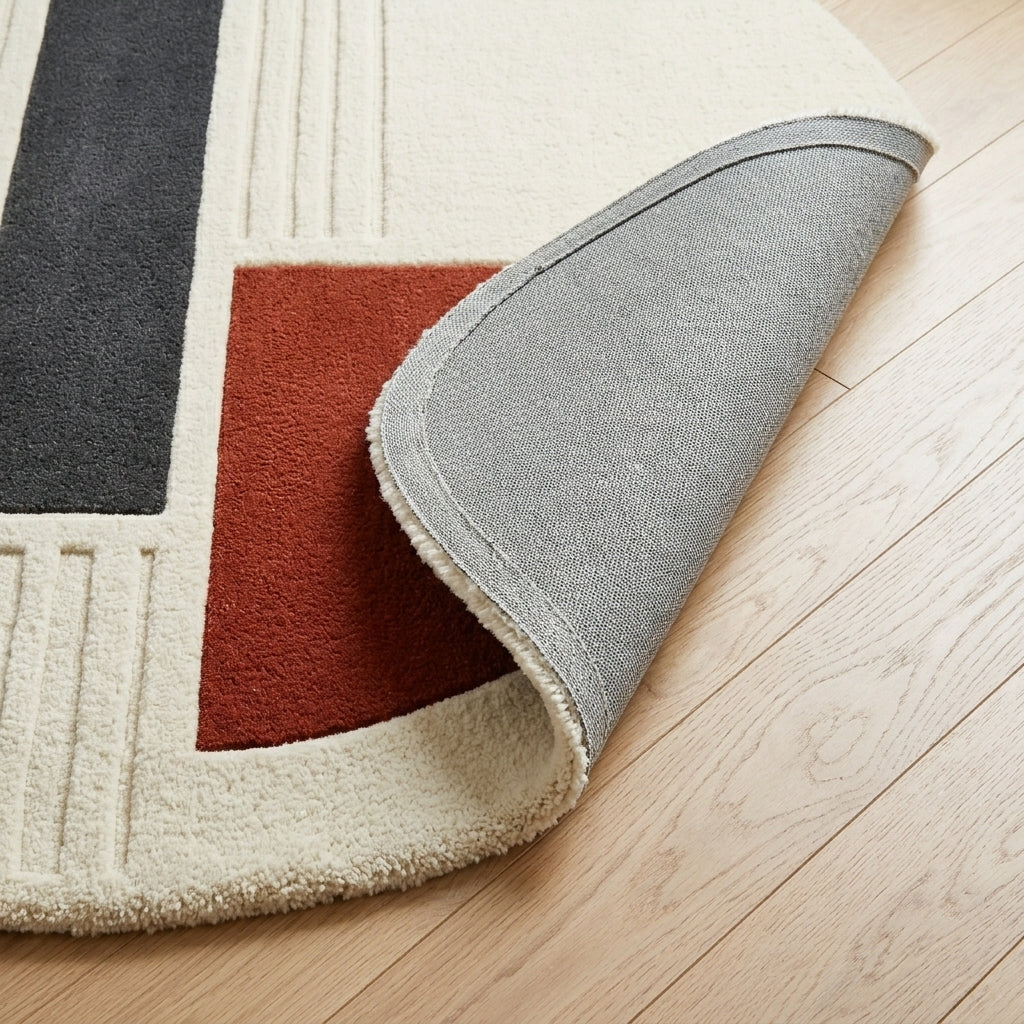 Round Bauhaus Blocks Rug — Backing detail
