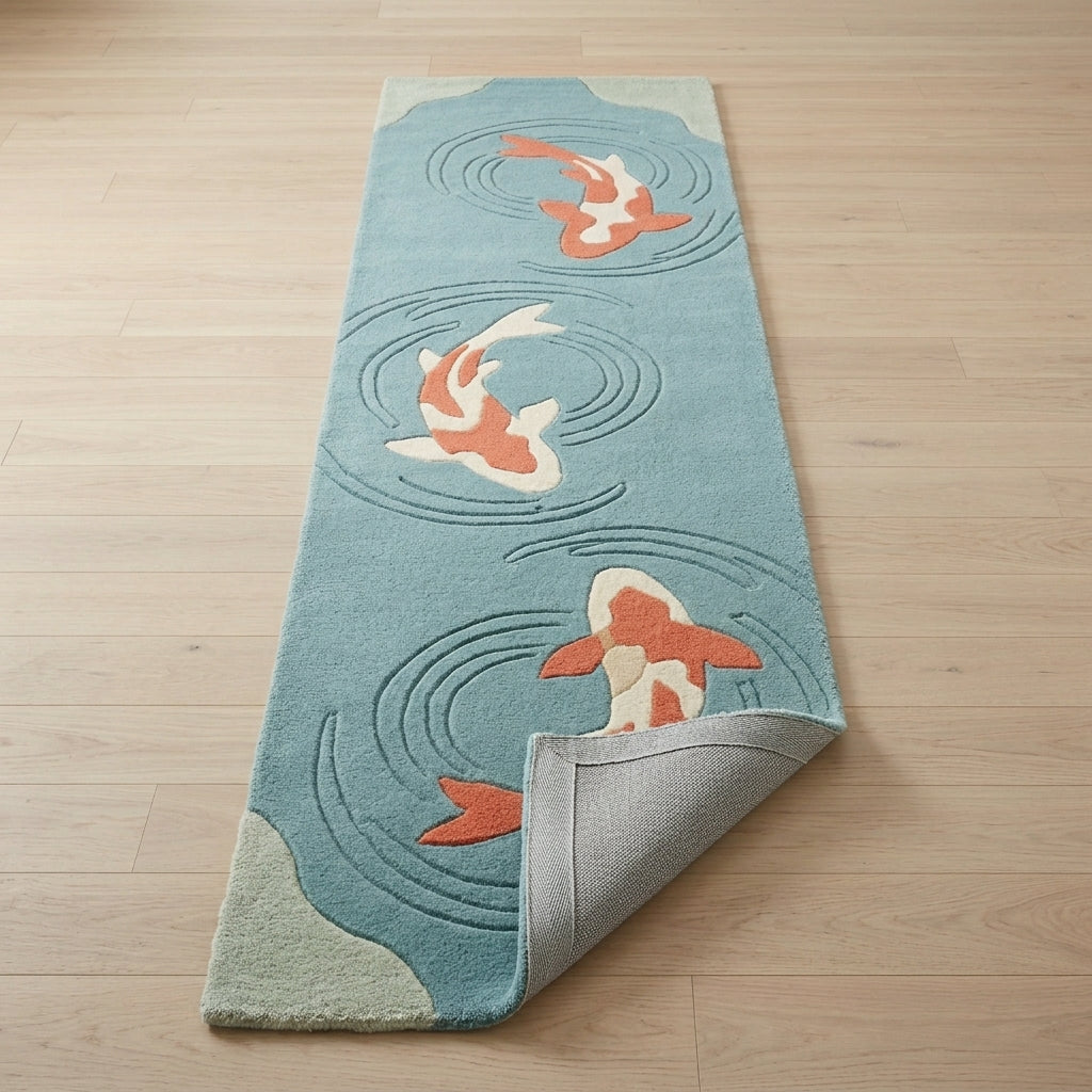 Koi Ripple — Minimal Hallway Runner — Backing detail