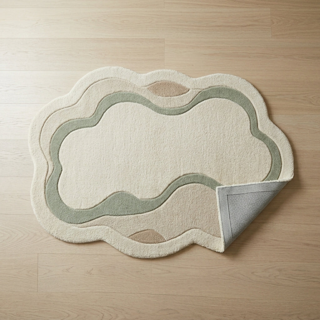 Cloudfield — Ivory & Sage Soft Rug — Backing detail