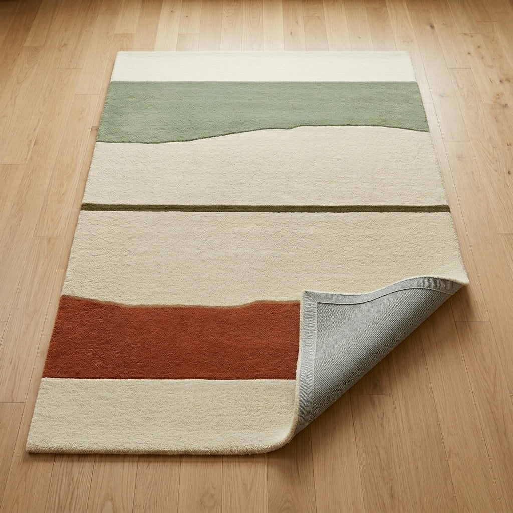 Sage & Rust Horizon Rug — Backing detail
