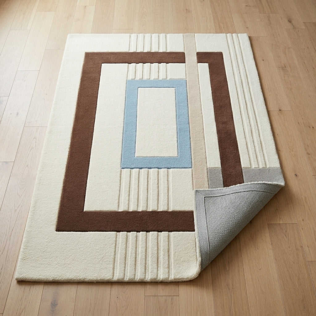 Cocoa & Sky Window Rug — Backing detail