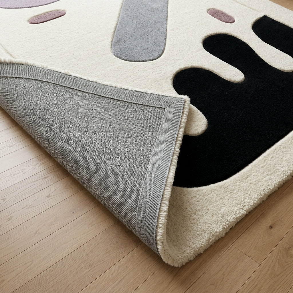 Ink & Lilac Cutout Rug — Backing detail
