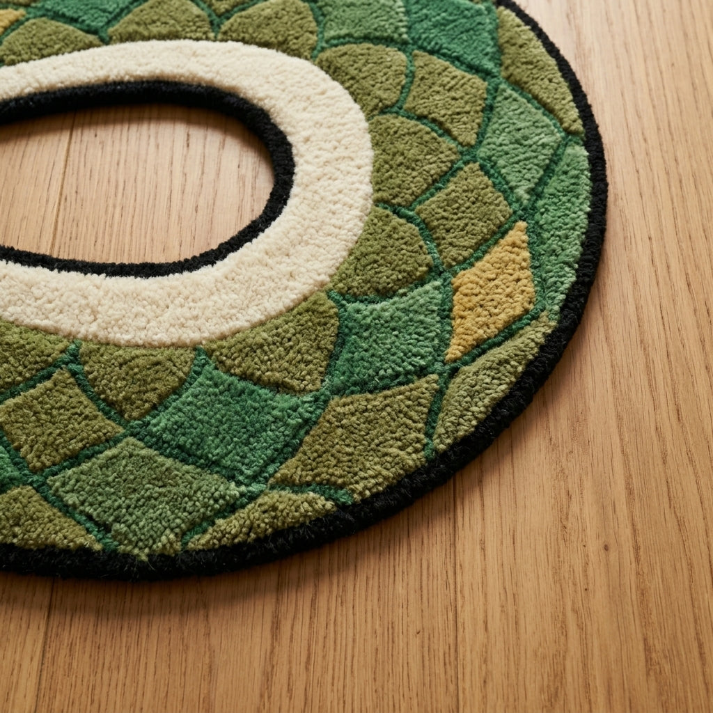 Garden Serpent — Botanical Hallway Runner — Carved pile detail