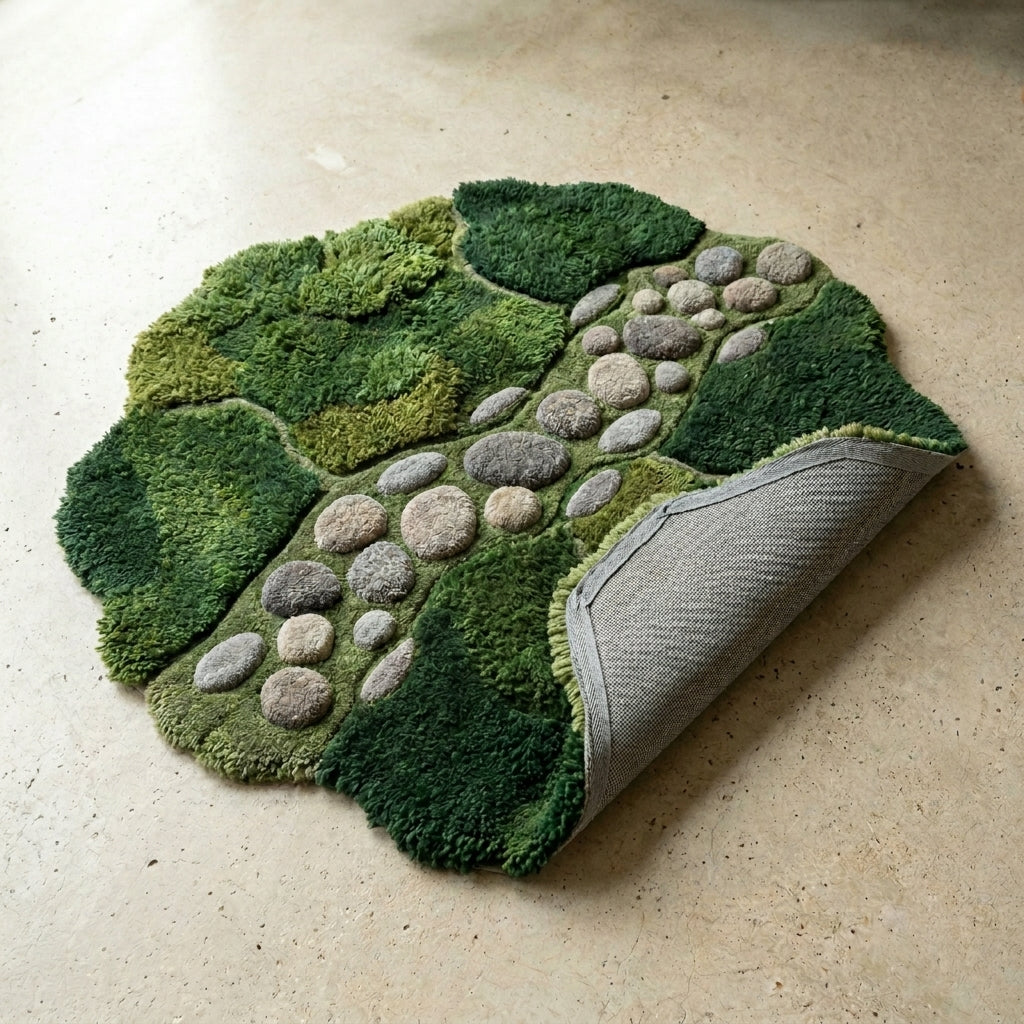 Mossbank — Pebble & Moss Shaggy Island Rug — Hero / room / overview