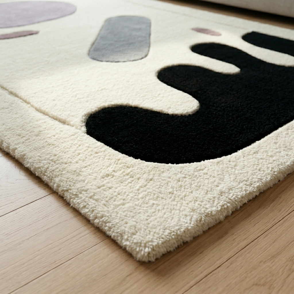 Ink & Lilac Cutout Rug — Carved pile detail