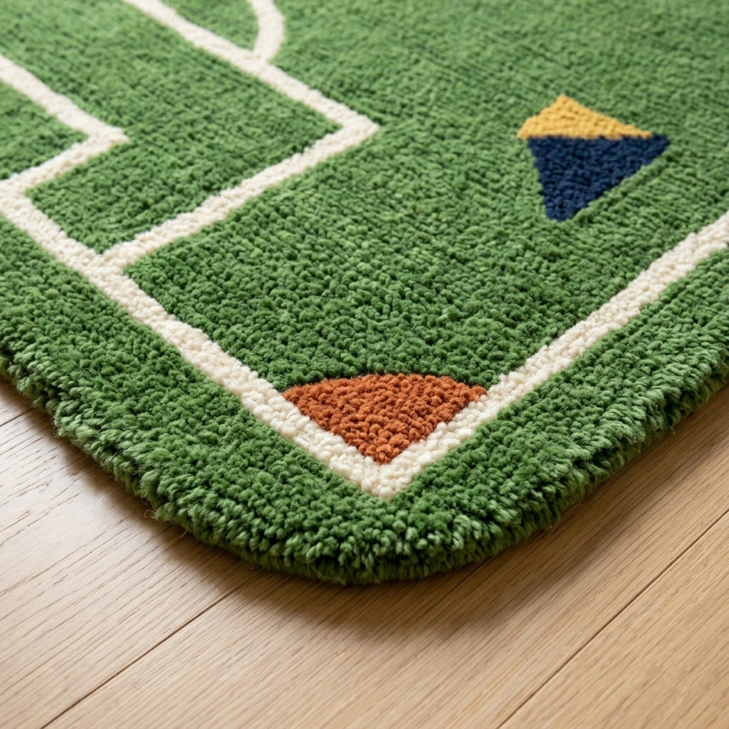 Mini Playfield — Kids' Sport Rug — Carved pile detail