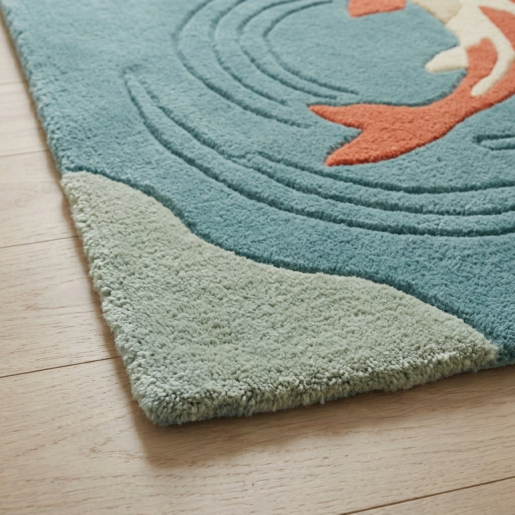 Koi Ripple — Minimal Hallway Runner — Edge binding detail