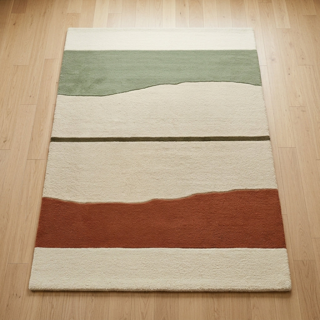 Sage & Rust Horizon Rug — Edge binding detail