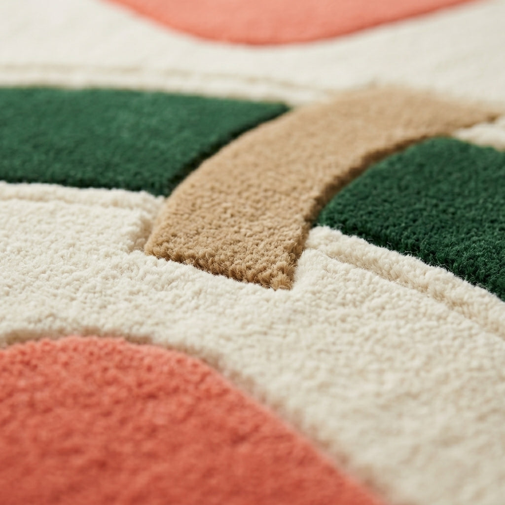 Coral Forest — Path Rug — Macro / tufting close-up