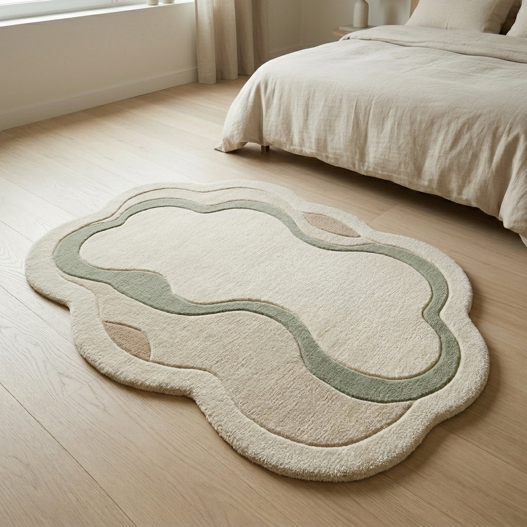 Cloudfield — Ivory & Sage Soft Rug — Hero / room / overview