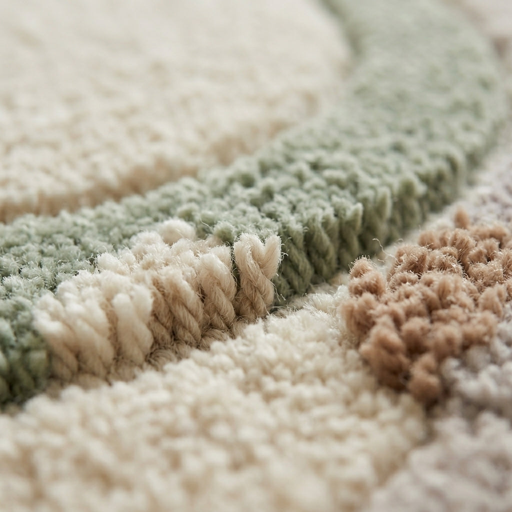 Cloudfield — Ivory & Sage Soft Rug — Macro / tufting close-up