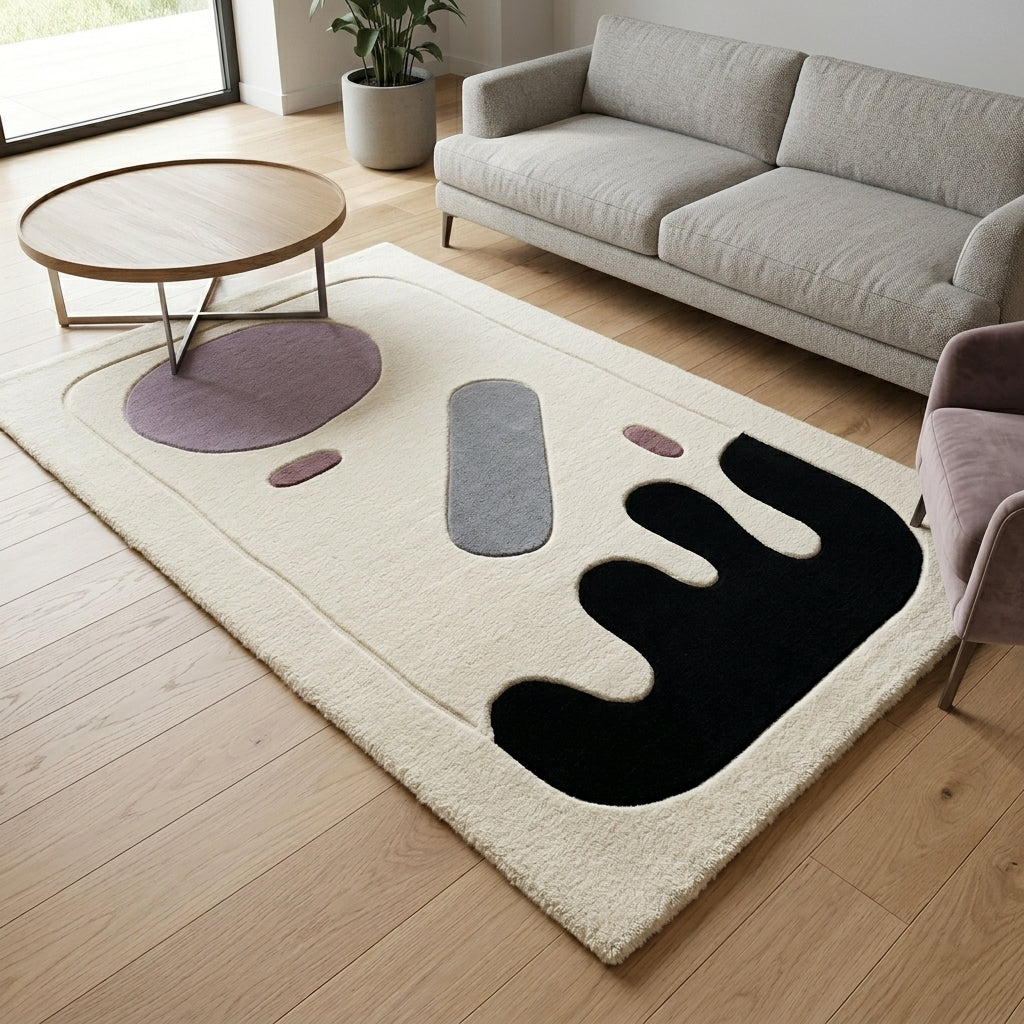 Ink & Lilac Cutout Rug — Hero / room / overview