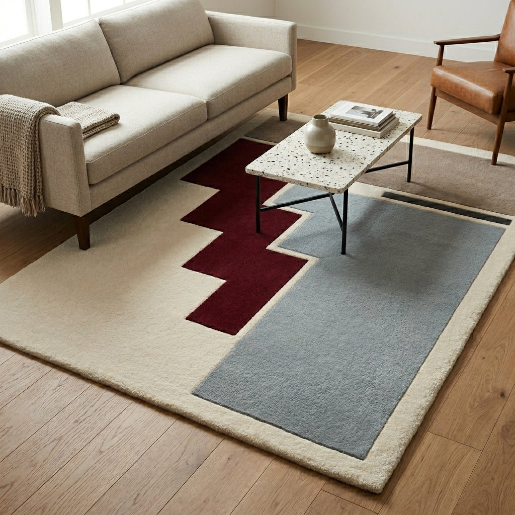 Burgundy Mist — Stepped Rug — Hero / room / overview