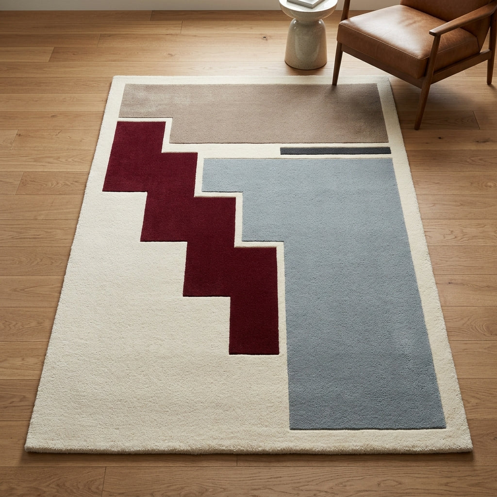 Burgundy Mist — Stepped Rug — Hero / room / overview