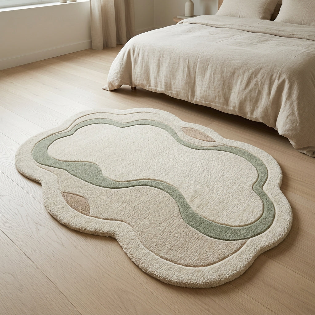 Cloudfield — Ivory & Sage Soft Rug — Hero / room / overview