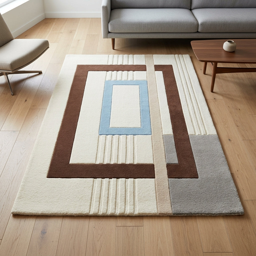 Cocoa & Sky Window Rug — Hero / room / overview