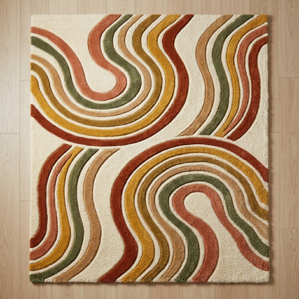 Retro Canyon — Contour Waves Rug — Hero / room / overview