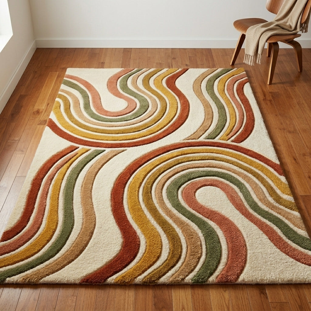 Retro Canyon — Contour Waves Rug — Hero / room / overview