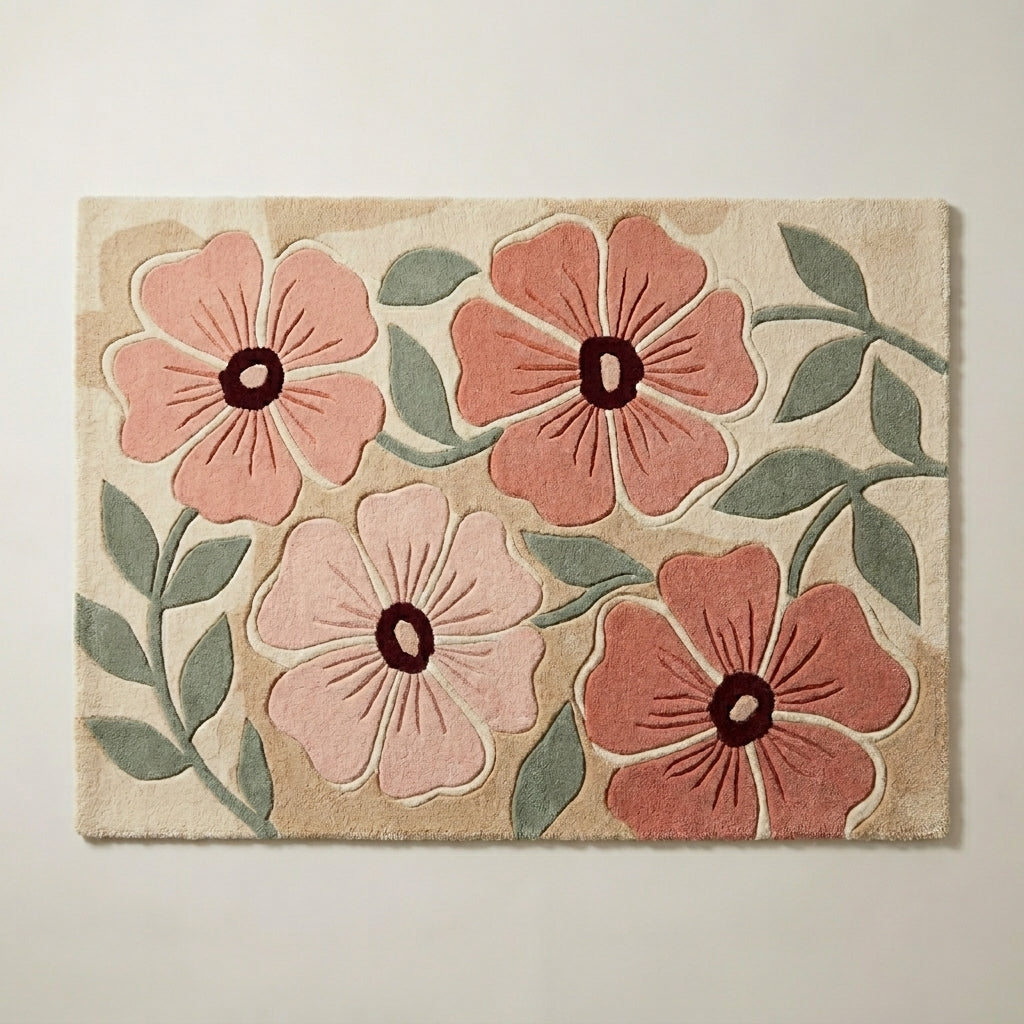 Blush Field — Floral Relief Rug — Hero / room / overview
