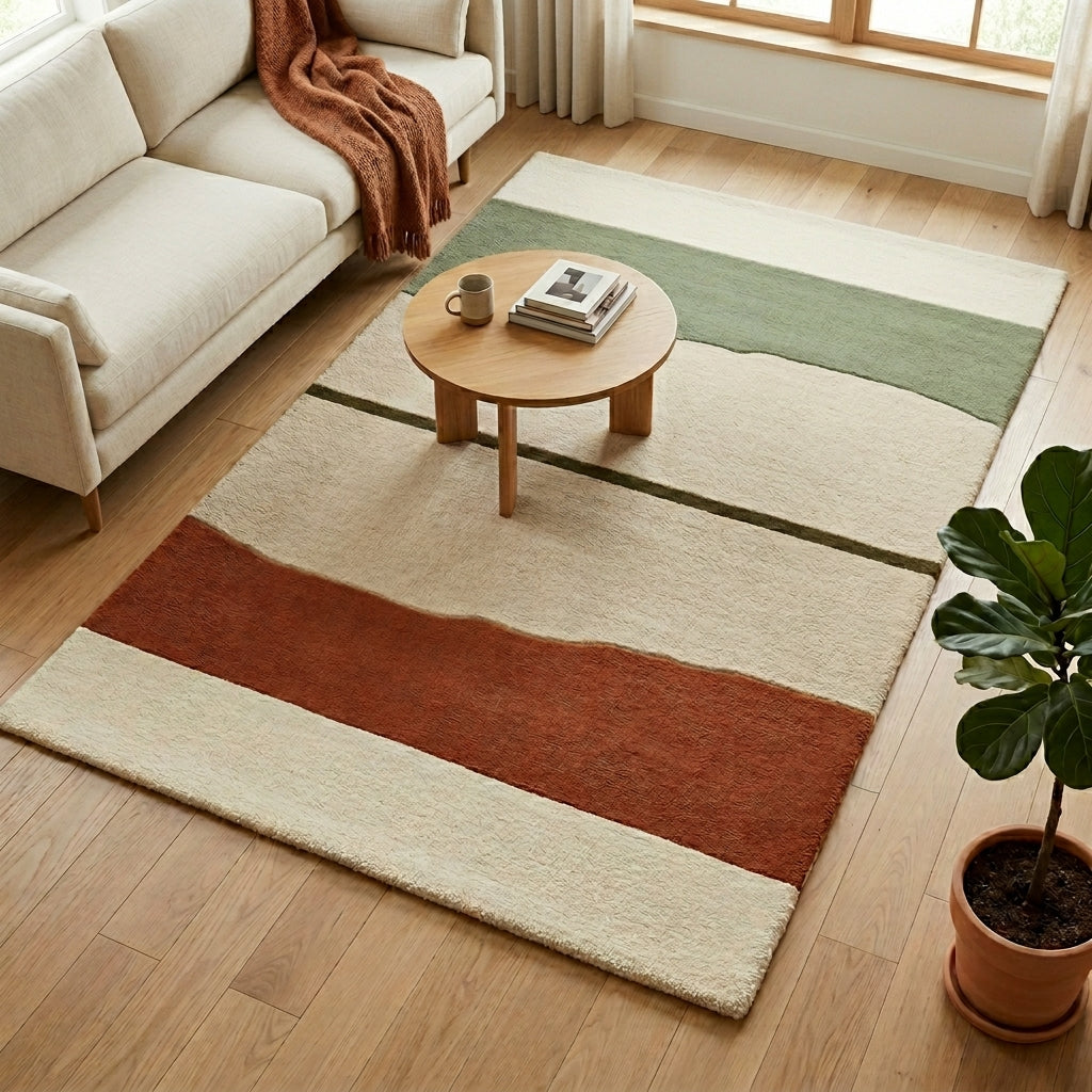 Sage & Rust Horizon Rug — Hero / room / overview