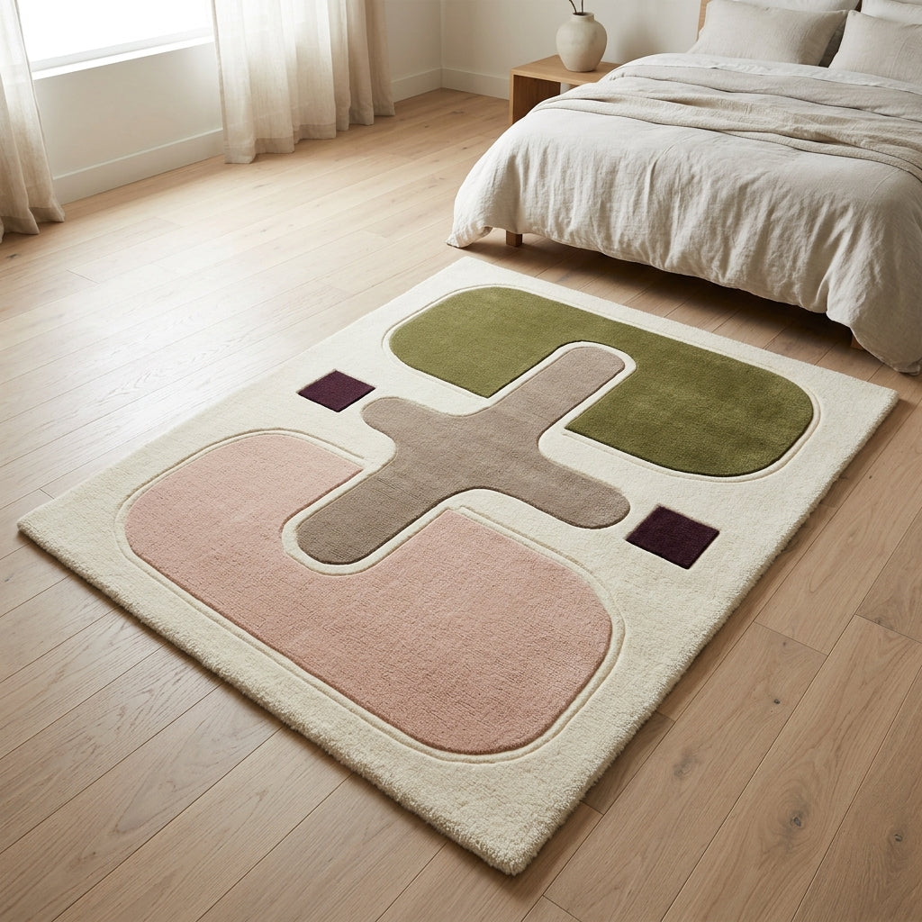 Olive & Blush Balance Rug — Hero / room / overview