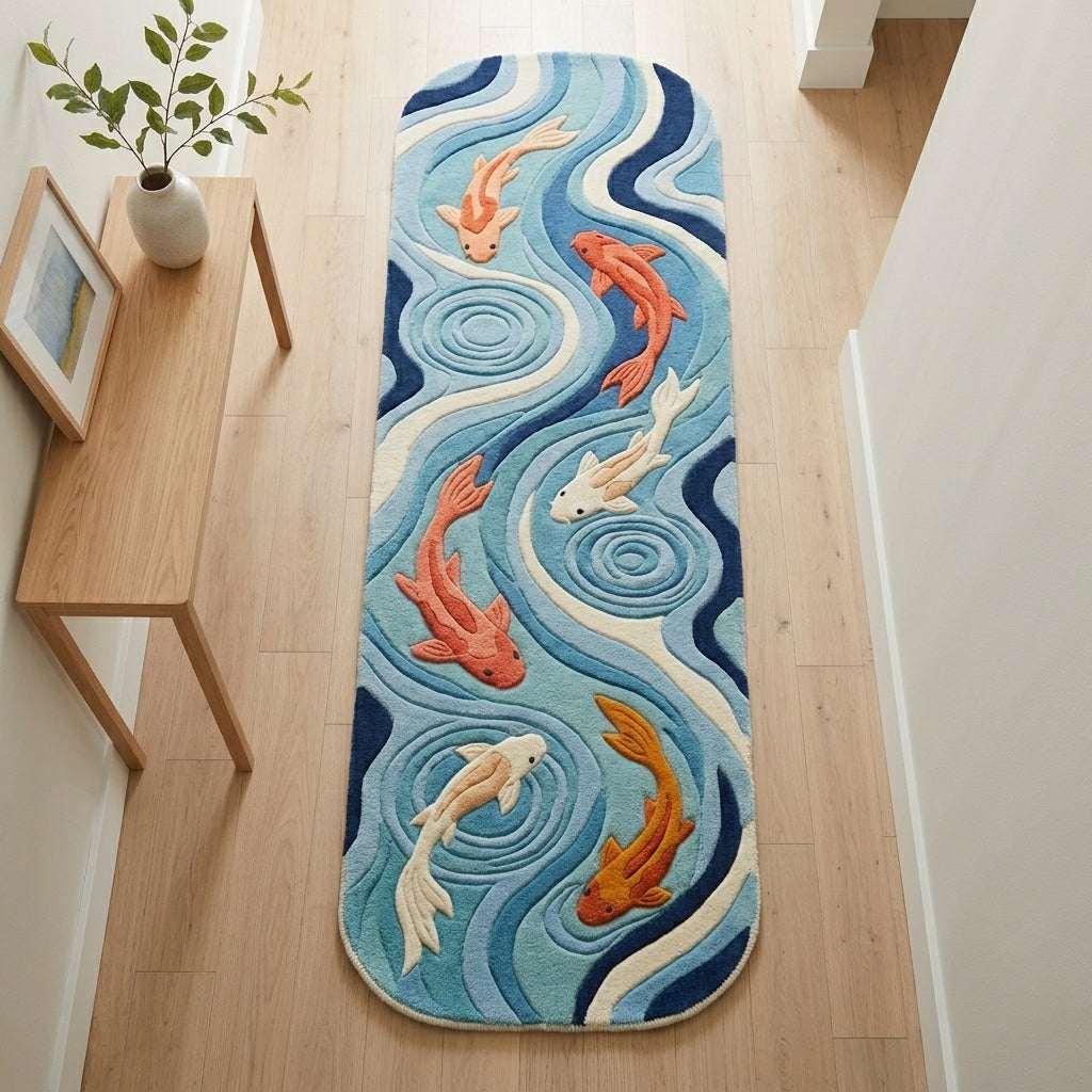 Koi Swirl — Multi-tone Hallway Runner — Hero / room / overview