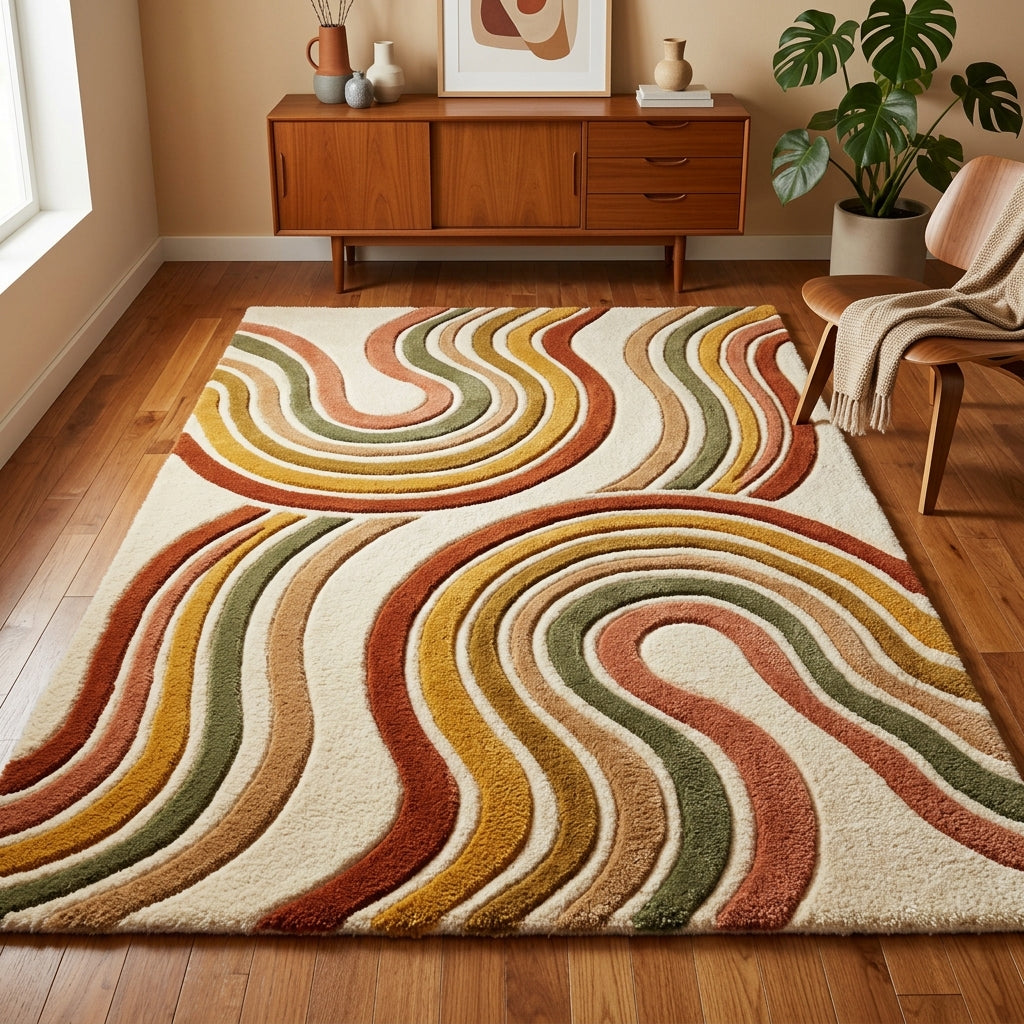 Retro Canyon — Contour Waves Rug — Hero / room / overview