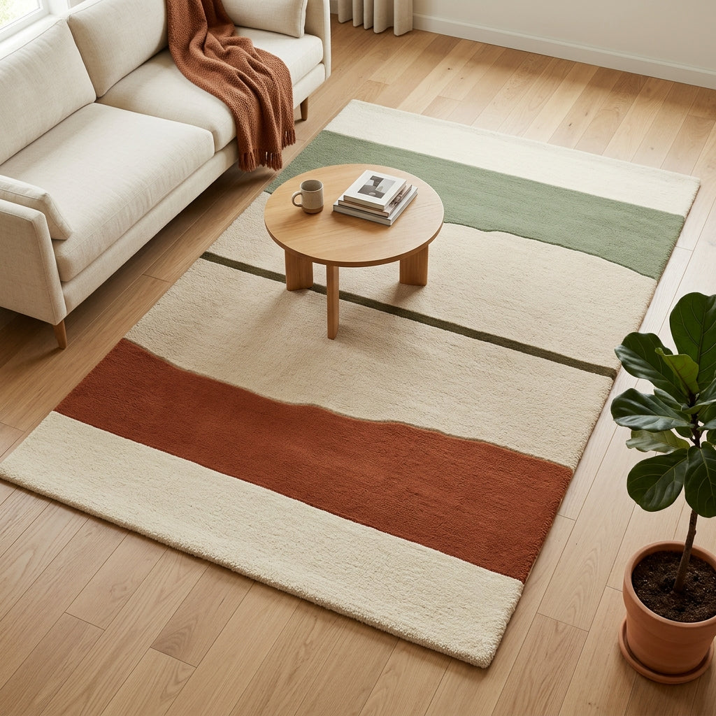 Sage & Rust Horizon Rug — Hero / room / overview